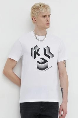 Zdjęcie produktu Karl Lagerfeld Jeans t-shirt bawełniany męski kolor biały z nadrukiem