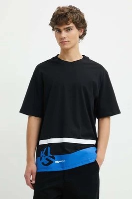 Zdjęcie produktu Karl Lagerfeld Jeans t-shirt bawełniany męski kolor czarny z nadrukiem 245D1702