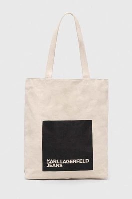 Zdjęcie produktu Karl Lagerfeld Jeans torebka bawełniana kolor beżowy