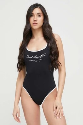 Zdjęcie produktu Karl Lagerfeld jednoczęściowy strój kąpielowy kolor czarny miękka miseczka