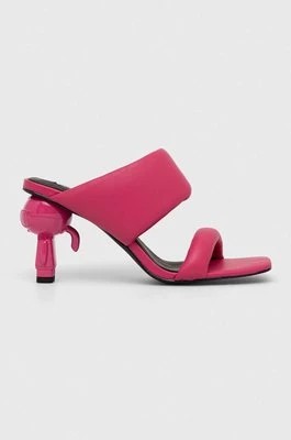 Zdjęcie produktu Karl Lagerfeld klapki skórzane IKON HEEL damskie kolor różowy na słupku KL39005