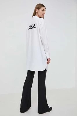 Zdjęcie produktu Karl Lagerfeld koszula bawełniana damska kolor biały regular z kołnierzykiem klasycznym