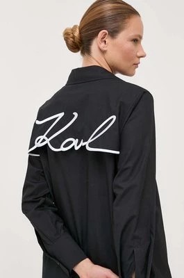Zdjęcie produktu Karl Lagerfeld koszula bawełniana damska kolor czarny regular z kołnierzykiem klasycznym