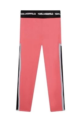 Zdjęcie produktu Karl Lagerfeld legginsy dziecięce kolor różowy z nadrukiem