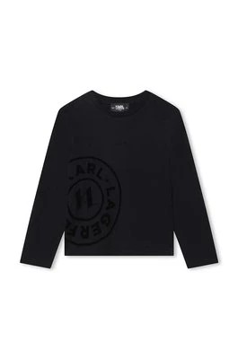 Zdjęcie produktu Karl Lagerfeld longsleeve bawełniany dziecięcy kolor czarny z nadrukiem
