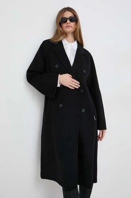Zdjęcie produktu Karl Lagerfeld płaszcz wełniany kolor czarny przejściowy dwurzędowy