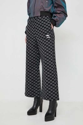 Zdjęcie produktu Karl Lagerfeld spodnie bawełniane kolor czarny szerokie high waist