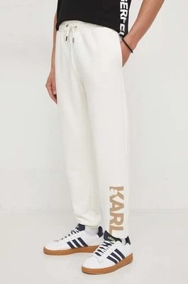 Zdjęcie produktu Karl Lagerfeld spodnie dresowe kolor beżowy z nadrukiem