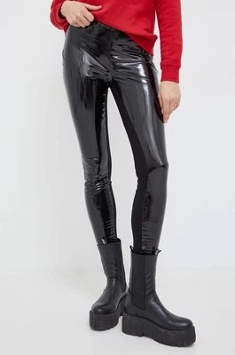 Zdjęcie produktu Karl Lagerfeld spodnie lateksowe kolor czarny dopasowane high waist