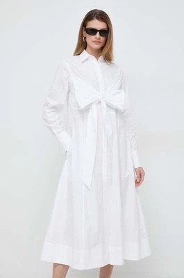 Zdjęcie produktu Karl Lagerfeld sukienka bawełniana kolor biały midi rozkloszowana