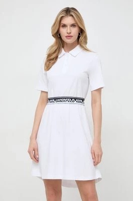 Zdjęcie produktu Karl Lagerfeld sukienka bawełniana kolor biały mini rozkloszowana