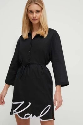 Zdjęcie produktu Karl Lagerfeld sukienka bawełniana kolor czarny