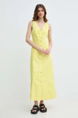 Zdjęcie produktu Karl Lagerfeld sukienka bawełniana kolor żółty maxi rozkloszowana
