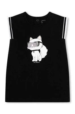 Zdjęcie produktu Karl Lagerfeld sukienka bawełniana niemowlęca kolor czarny mini prosta