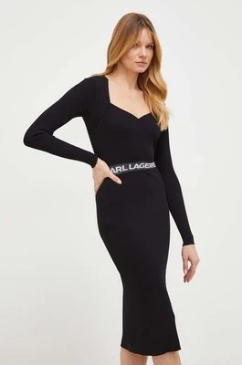Zdjęcie produktu Karl Lagerfeld sukienka kolor czarny midi dopasowana
