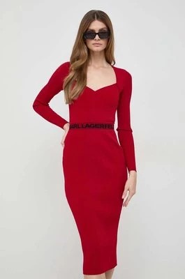 Zdjęcie produktu Karl Lagerfeld sukienka kolor czerwony midi dopasowana