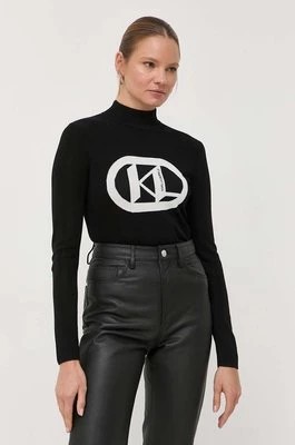 Zdjęcie produktu Karl Lagerfeld sweter damski kolor czarny lekki z półgolfem