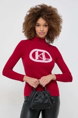 Zdjęcie produktu Karl Lagerfeld sweter damski kolor czerwony lekki z półgolfem