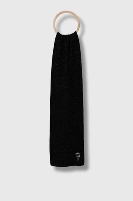Zdjęcie produktu Karl Lagerfeld szalik wełniany kolor czarny wzorzysty