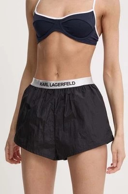 Zdjęcie produktu Karl Lagerfeld szorty damskie kolor czarny gładkie high waist