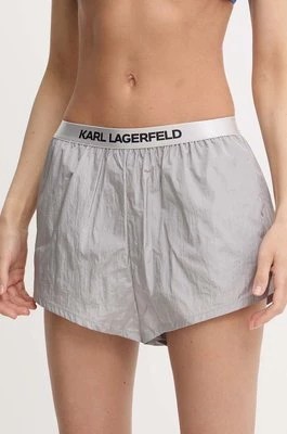 Zdjęcie produktu Karl Lagerfeld szorty damskie kolor szary gładkie high waist