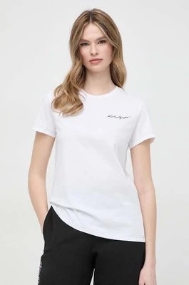 Zdjęcie produktu Karl Lagerfeld t-shirt bawełniany damski kolor biały