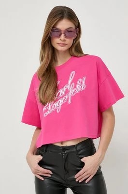 Zdjęcie produktu Karl Lagerfeld t-shirt bawełniany damski kolor różowy