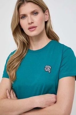 Zdjęcie produktu Karl Lagerfeld t-shirt bawełniany damski kolor zielony