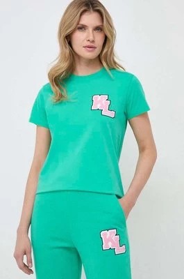 Zdjęcie produktu Karl Lagerfeld t-shirt bawełniany damski kolor zielony