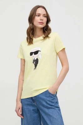 Zdjęcie produktu Karl Lagerfeld t-shirt bawełniany damski kolor żółty