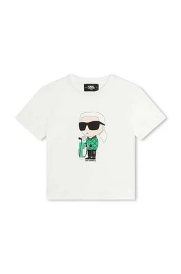Zdjęcie produktu Karl Lagerfeld t-shirt bawełniany dziecięcy kolor biały z nadrukiem