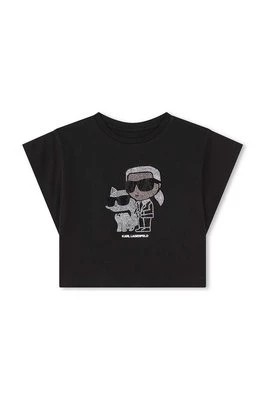 Zdjęcie produktu Karl Lagerfeld t-shirt bawełniany dziecięcy kolor czarny