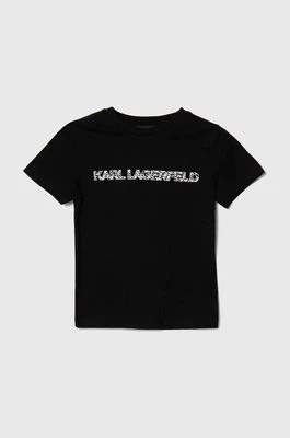 Zdjęcie produktu Karl Lagerfeld t-shirt bawełniany dziecięcy kolor czarny z nadrukiem