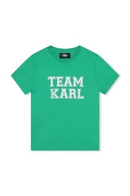 Zdjęcie produktu Karl Lagerfeld t-shirt bawełniany dziecięcy kolor turkusowy z nadrukiem
