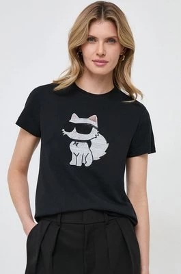 Zdjęcie produktu Karl Lagerfeld t-shirt bawełniany kolor czarny