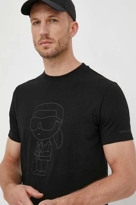 Zdjęcie produktu Karl Lagerfeld t-shirt bawełniany kolor czarny z nadrukiem