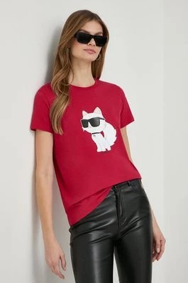 Zdjęcie produktu Karl Lagerfeld t-shirt bawełniany kolor czerwony