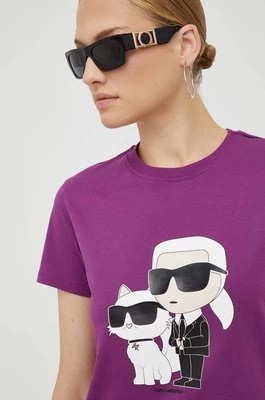 Zdjęcie produktu Karl Lagerfeld t-shirt bawełniany kolor fioletowy