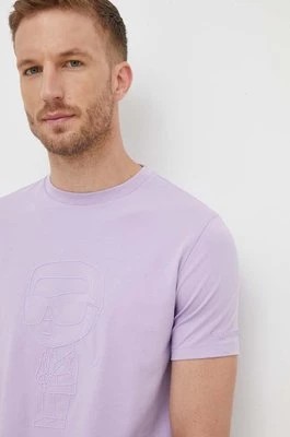 Zdjęcie produktu Karl Lagerfeld t-shirt bawełniany kolor fioletowy z nadrukiem