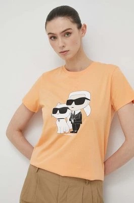 Zdjęcie produktu Karl Lagerfeld t-shirt bawełniany kolor pomarańczowy