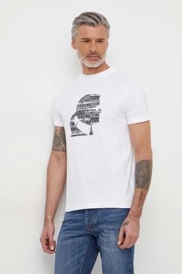 Zdjęcie produktu Karl Lagerfeld t-shirt bawełniany męski kolor beżowy z nadrukiem