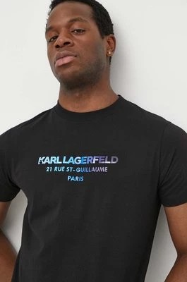 Zdjęcie produktu Karl Lagerfeld t-shirt bawełniany męski kolor czarny z aplikacją