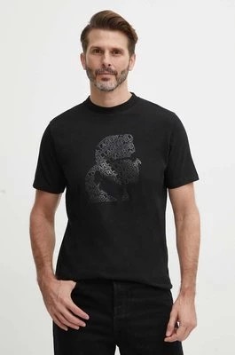 Zdjęcie produktu Karl Lagerfeld t-shirt bawełniany męski kolor czarny z nadrukiem 542224.755082