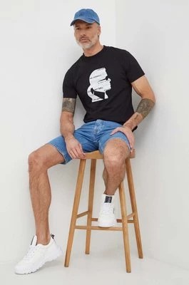 Zdjęcie produktu Karl Lagerfeld t-shirt bawełniany męski kolor czarny z nadrukiem