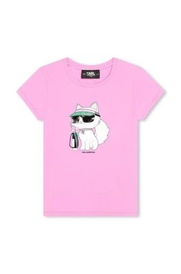 Zdjęcie produktu Karl Lagerfeld t-shirt dziecięcy kolor różowy