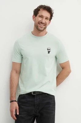 Zdjęcie produktu Karl Lagerfeld t-shirt męski kolor turkusowy z aplikacją 542221.755027