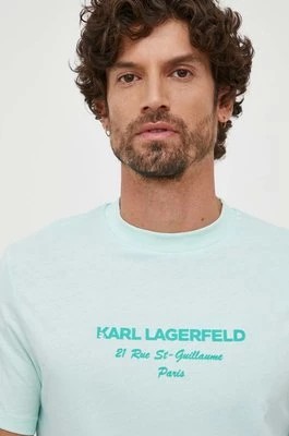Zdjęcie produktu Karl Lagerfeld t-shirt męski kolor turkusowy z aplikacją