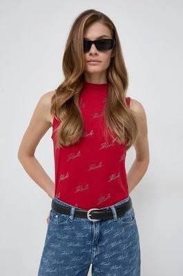 Zdjęcie produktu Karl Lagerfeld top damski kolor czerwony z półgolfem
