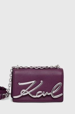 Zdjęcie produktu Karl Lagerfeld torebka skórzana kolor fioletowy
