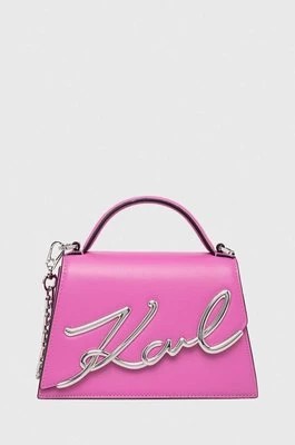 Zdjęcie produktu Karl Lagerfeld torebka skórzana kolor różowy